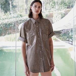 NANUSHKA Seymour Snake Print Vegan Leather Shirt